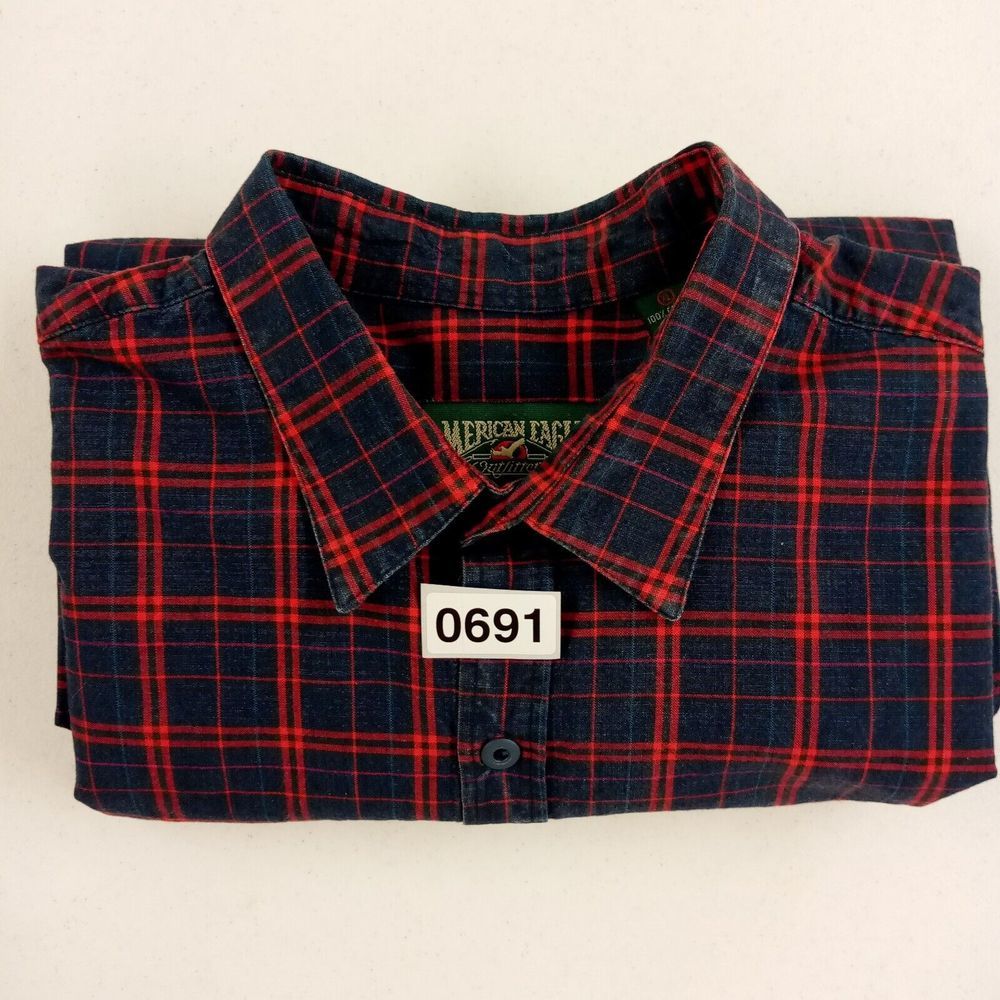 American Eagle Outfitters XL Long Sleeve Shirt Men's Button Up Plaid Cotton - Picture 10 of 10
